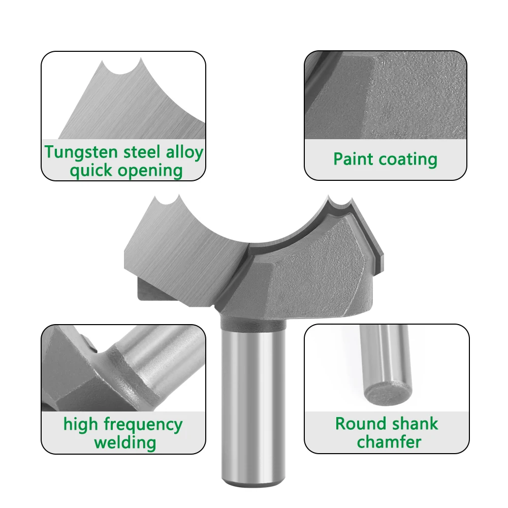 LAVIE 1pc12mm 1/2 Shank Classical Double Ball Flute Wood Router Bit C3 Carbide Woodworking Engraving Cutter Tools