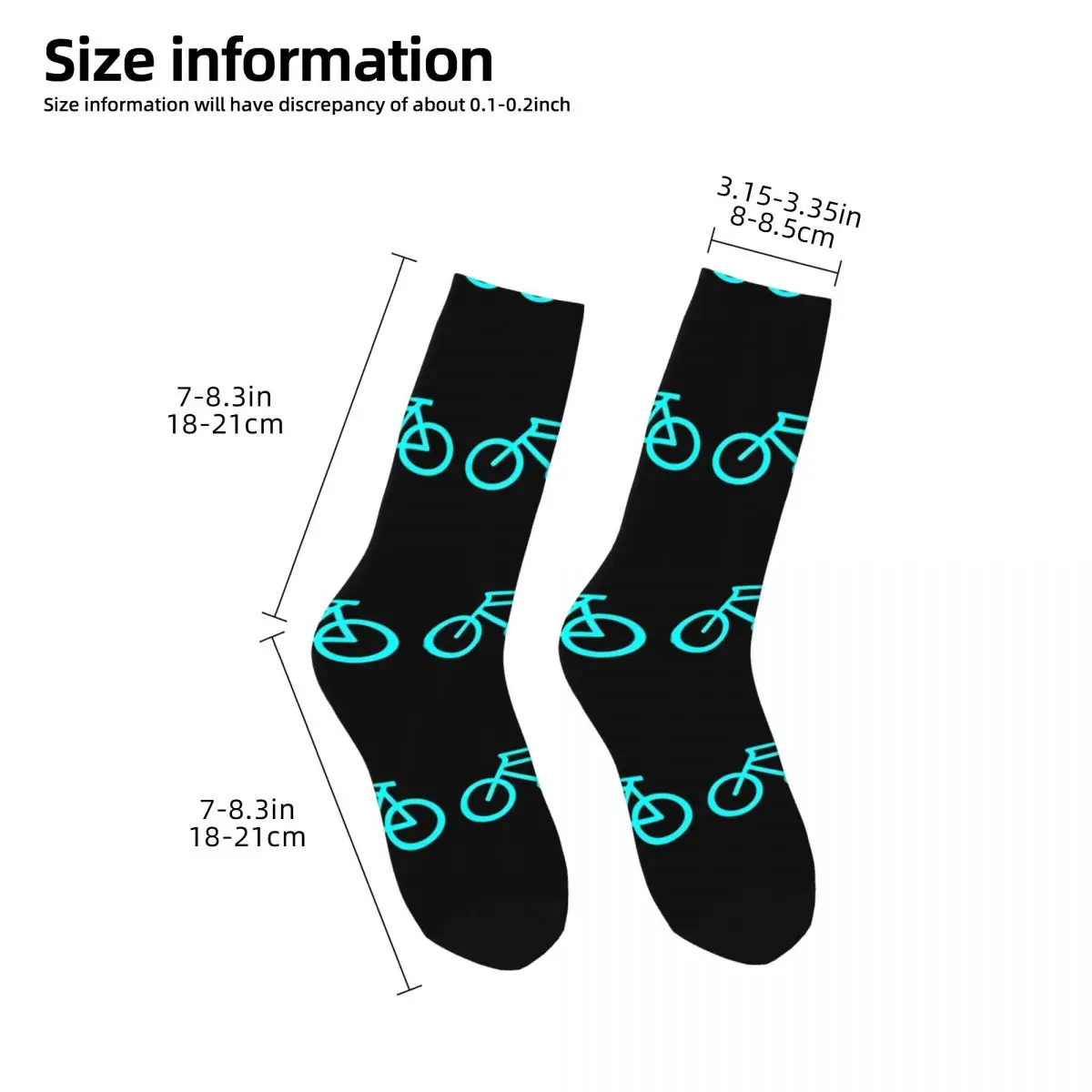 Funny Happy Sock for Men Bicycle Blue Harajuku Riding Quality Pattern Printed Crew Sock Novelty Gift