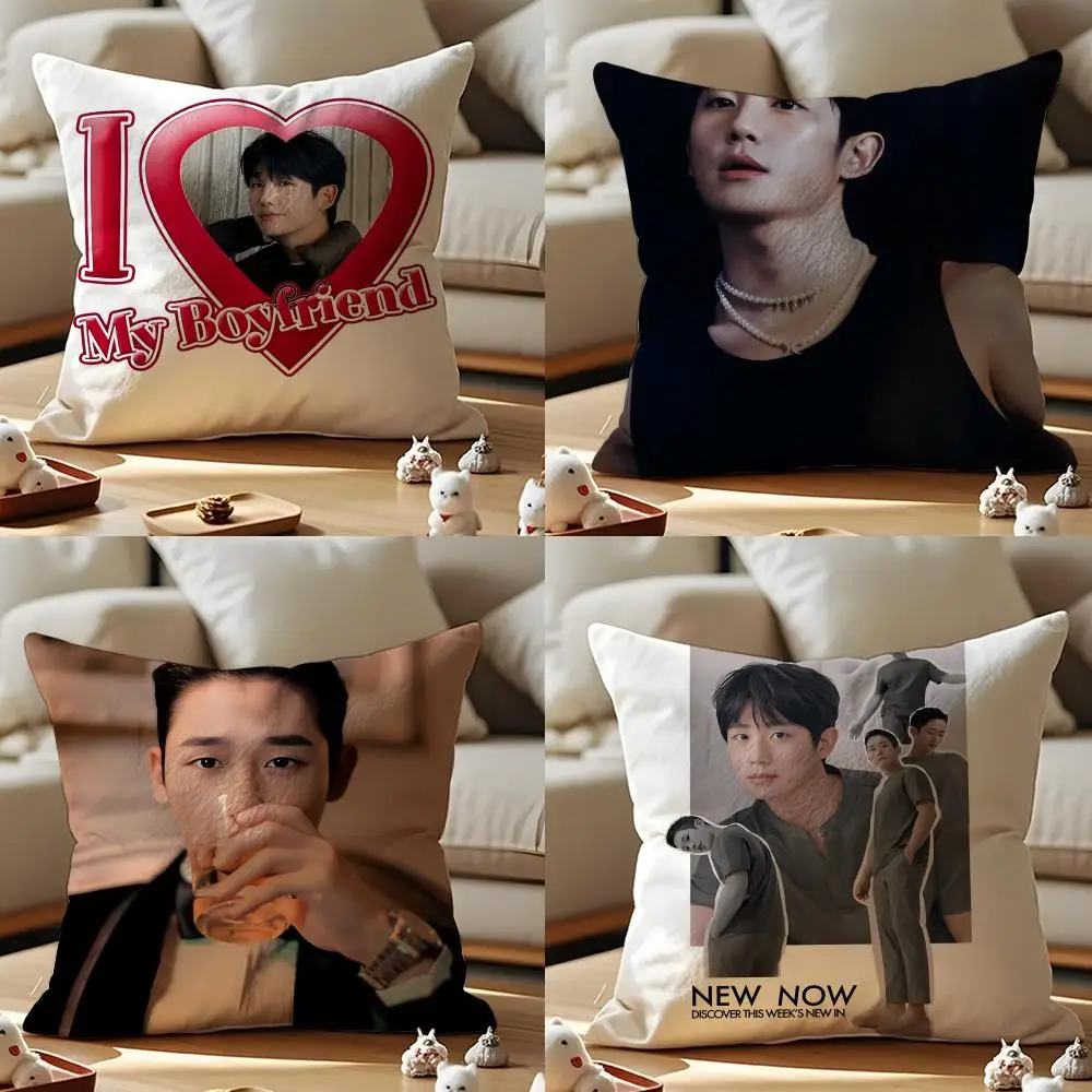 Actor Jeong Haein Cushion Cover Anti-dustmite Pillowcase Invisible Zipper Silky Short Plush Sofa Cushion Cover