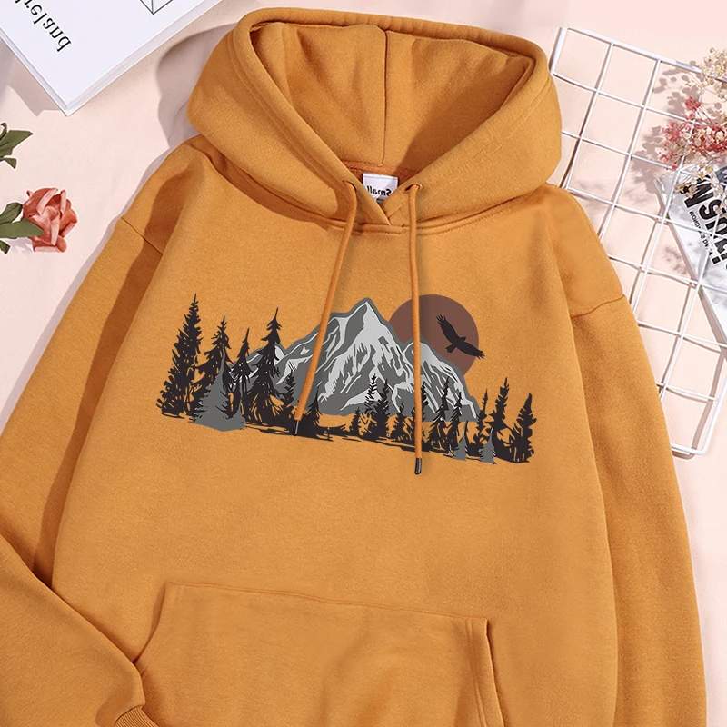 

Mountain View At Night Printing Mens Hooded Basics Thick Comfy Sport Shirts Leisure Stylish Sportwear Unique Oversized Clothes