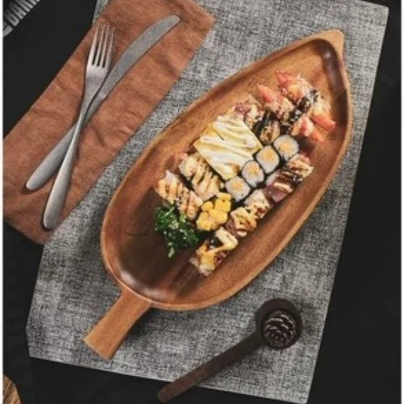 음식 서빙을 위한 음료 트레이 손잡이가 있는 나무 트레이 음식 서빙 트레이 커피 디저트 과일 스낵 아침 식사 주방