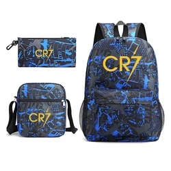 Ronaldo CR7 Backpack Boys Women's Cute Rucksack Shoulder Bag Pencil Bag Teenage School Bag  3 Piece