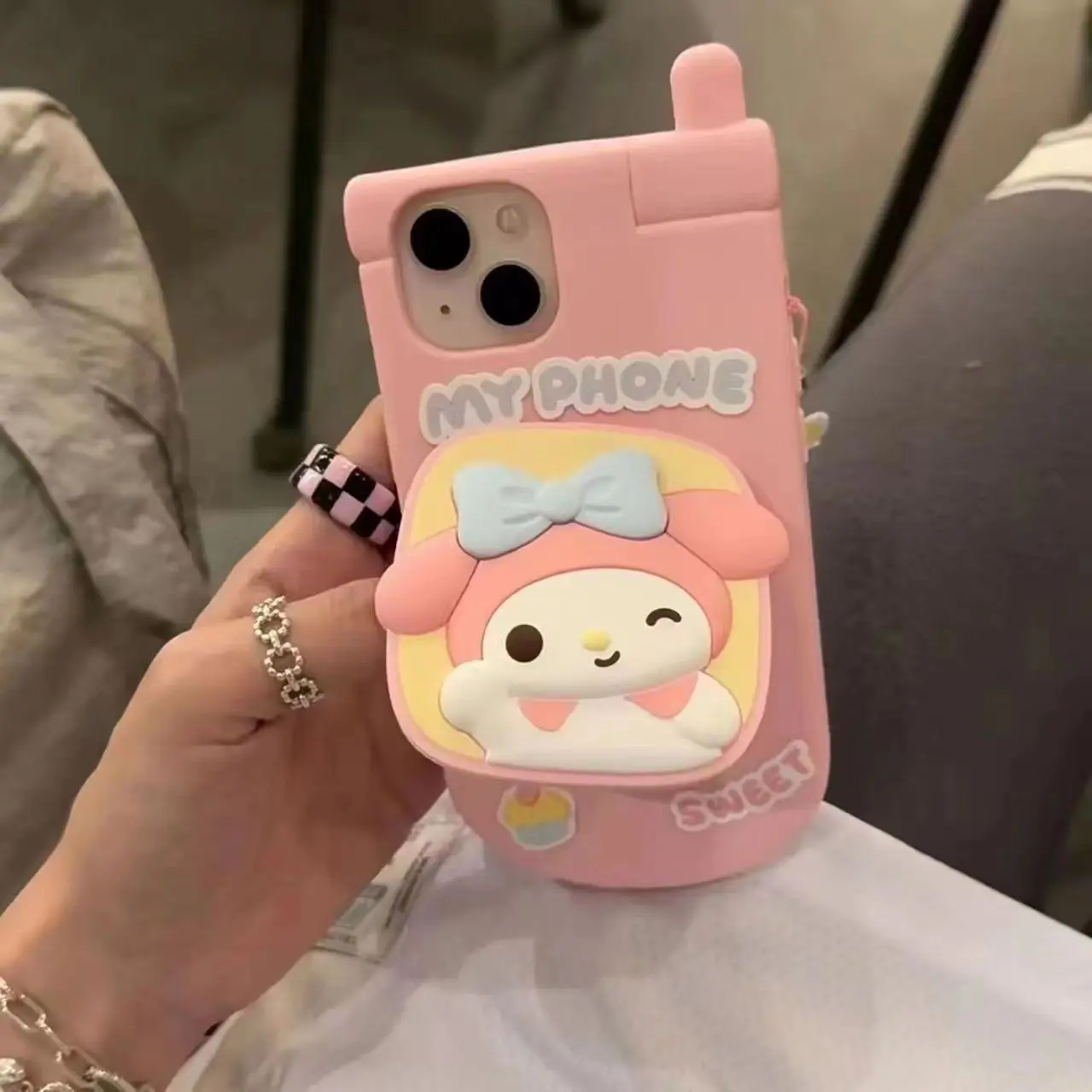 

Miniso Kawaii телефон Hello Kitty для IPhone15promax Apple 12 Телефон чехол 14 новый силиконовый 13Pro милая девушка подарок на день рождения