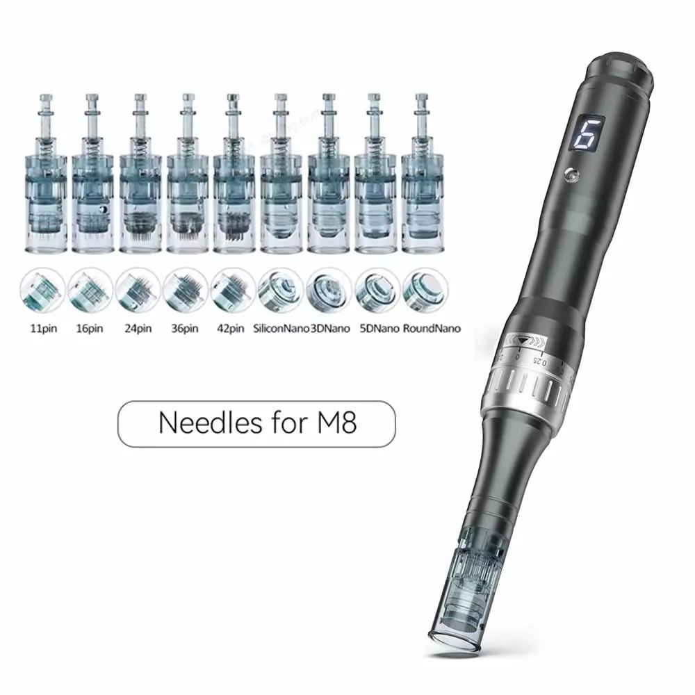 Dr. Pen-Stylo Derma sans fil M8, Dermapen à micro-aiguilles, adhérence de 22 pièces