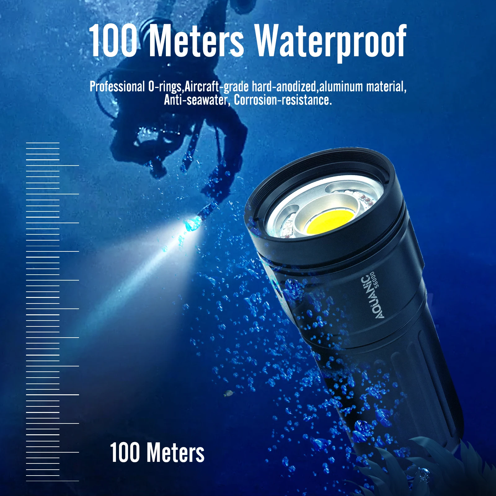 S6000 Underwater 100 meters outdoor diving light Photography Search Flash 6000 lumens intelligent dual switch control lighting