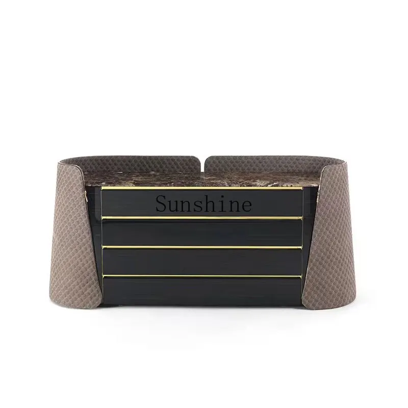 

Italian marble chest villa foyer light luxury multi-layer storage side cabinet