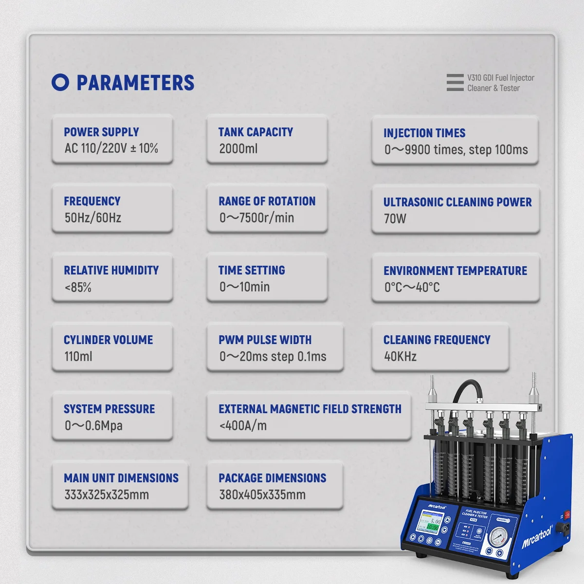 MR CARTOOL Auto GDI Kraftstoffeinspritzungs-Tester und Reinigungsmaschine für 6 Zylinder, Automotive Piezo-Einspritzdüsen-Reiniger V310 PK AUTOOL CT400 – Detail 12