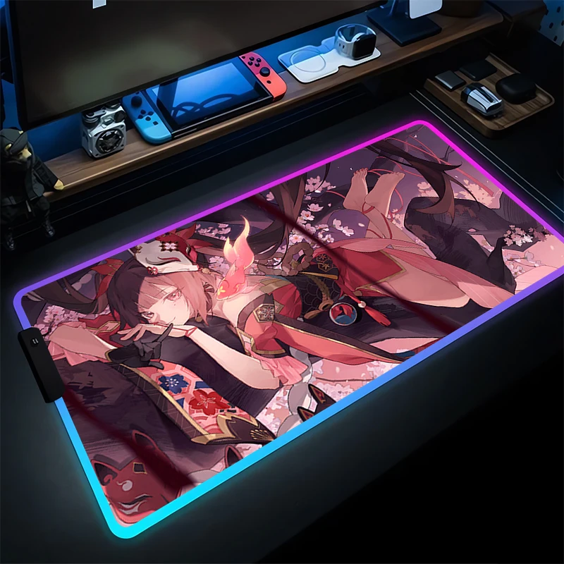 لوحة الماوس أنيمي LED ملحقات ألعاب الكمبيوتر المحمول لوحة الماوس ألعاب RGB جهاز كمبيوتر شخصي Honkai Star Rail Sparkle لوحة المفاتيح حصيرة مكتبية لطيفة