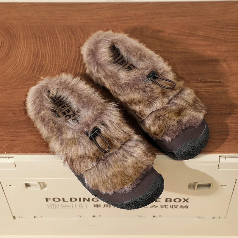 

Warm Indoor Outdoor Casual Slip-On Women's Shoes Comfortable Soft Fashionable New Style of Outdoor Furry Shoes for Autumn Winter