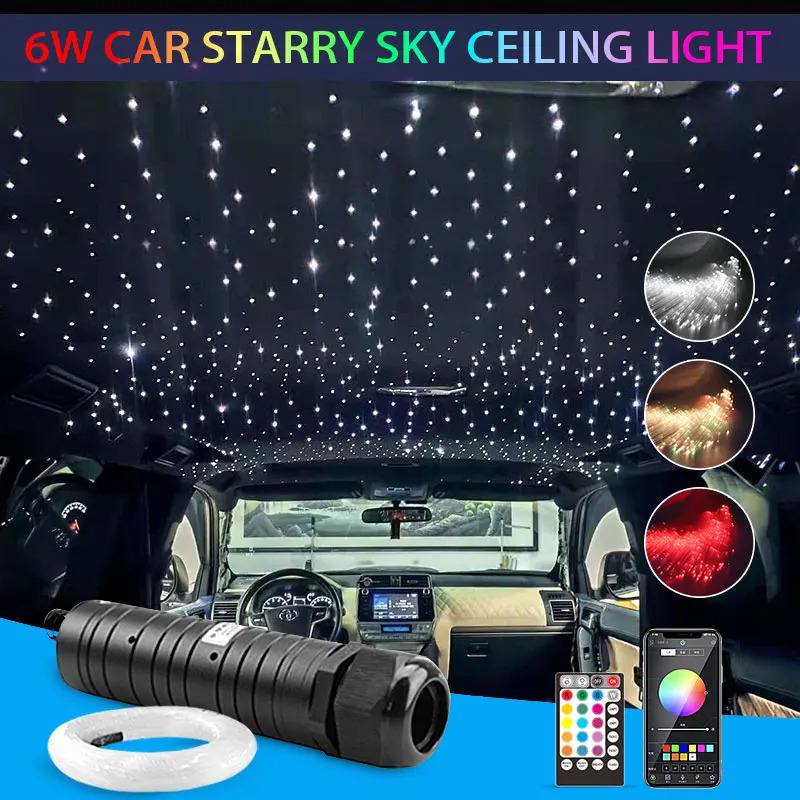 6W samochodów gwiaździste niebo światła LED akcesoria do dekoracji wnętrz samochodów lampa na dach samochodowy światełka gwiazdy sufitowa lampa światłowodowa