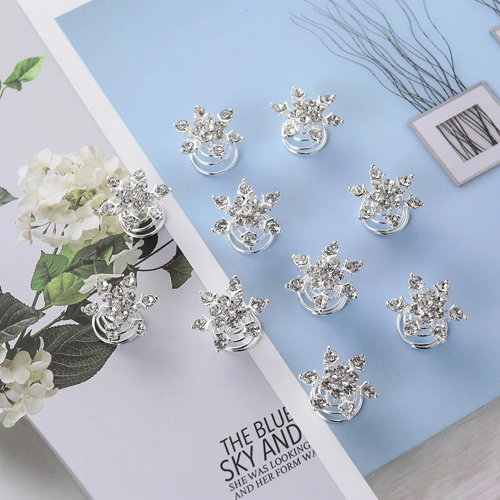 

20 шт., свадебная заколка со снежинками из сплава, спиральная катушка для волос со стразами, свадебная повседневная вечеринка, катушки для волос со снежинками, спирали