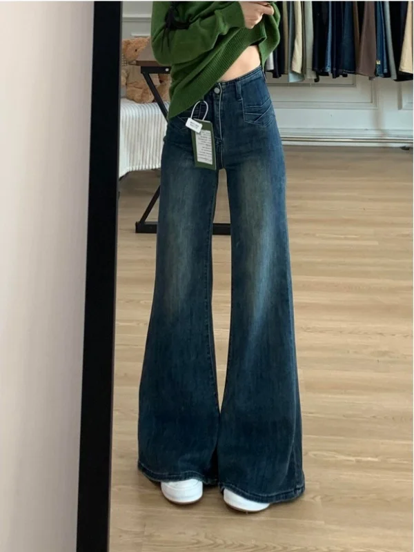 

High Waist Wide Leg Bell Bot Jeans Women's Autumn Winter New Loose plus Size Slimming Jeans Comfortable Casual Denim Pants