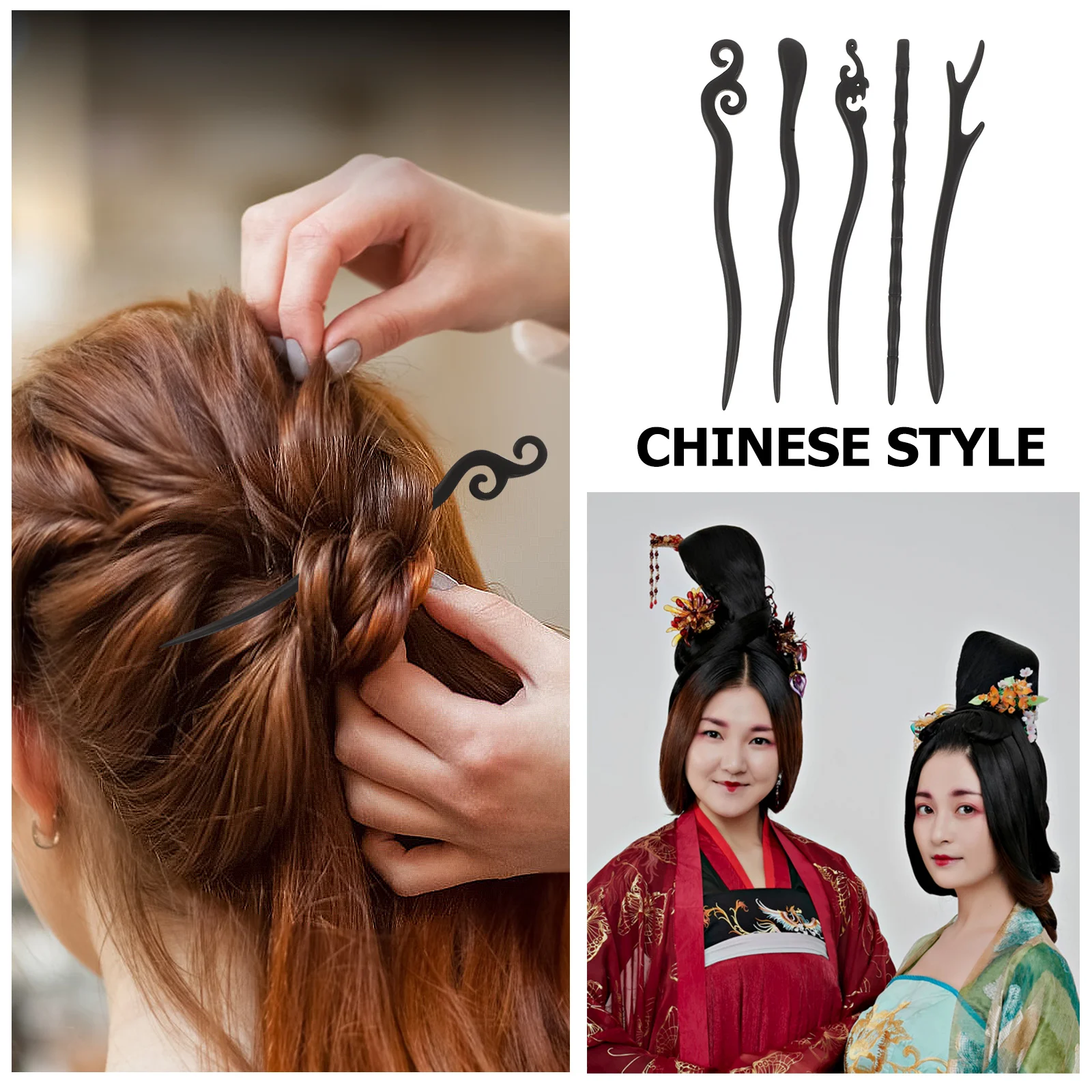 5 قطعة العصي الشعر خمر الصينية Hanfu نمط الخشب دبابيس الشعر الحد الأدنى أنيقة الآسيوية إكسسوارات الشعر للكعك Chignon Updos