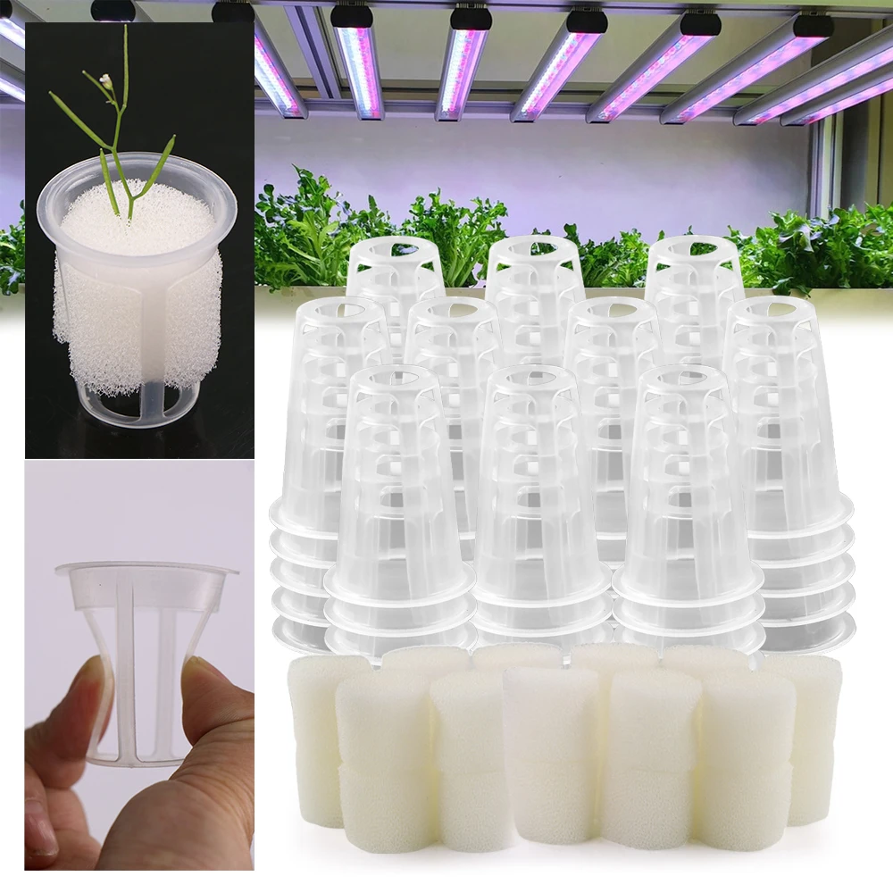 50PCS Hydroponic Colonization Mesh Soilless Cultivation System Cups Seed Grow Sponges Blocks Multi-Function Planting Container