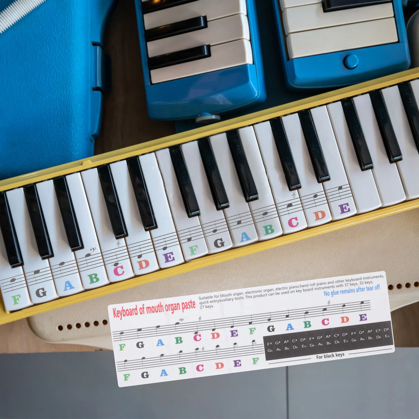 

3pcs Melodica Keyboard Stickers Scale Decals For Harmonica Practice Beginners Notes Removable Music Instrument Stickers