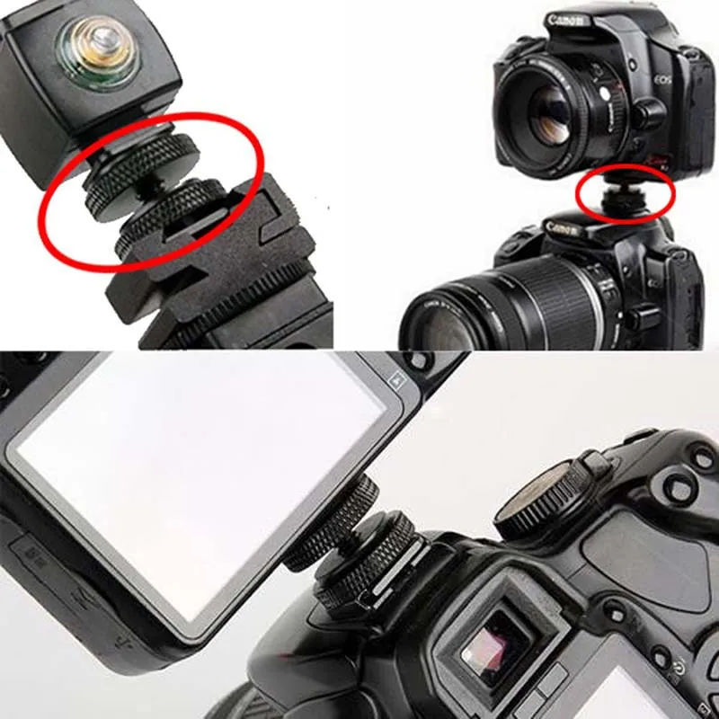 1PCS 1/4 Inch Dual Nuts Tripod Mount Screw to Flash Camera Hot Shoe Adapter