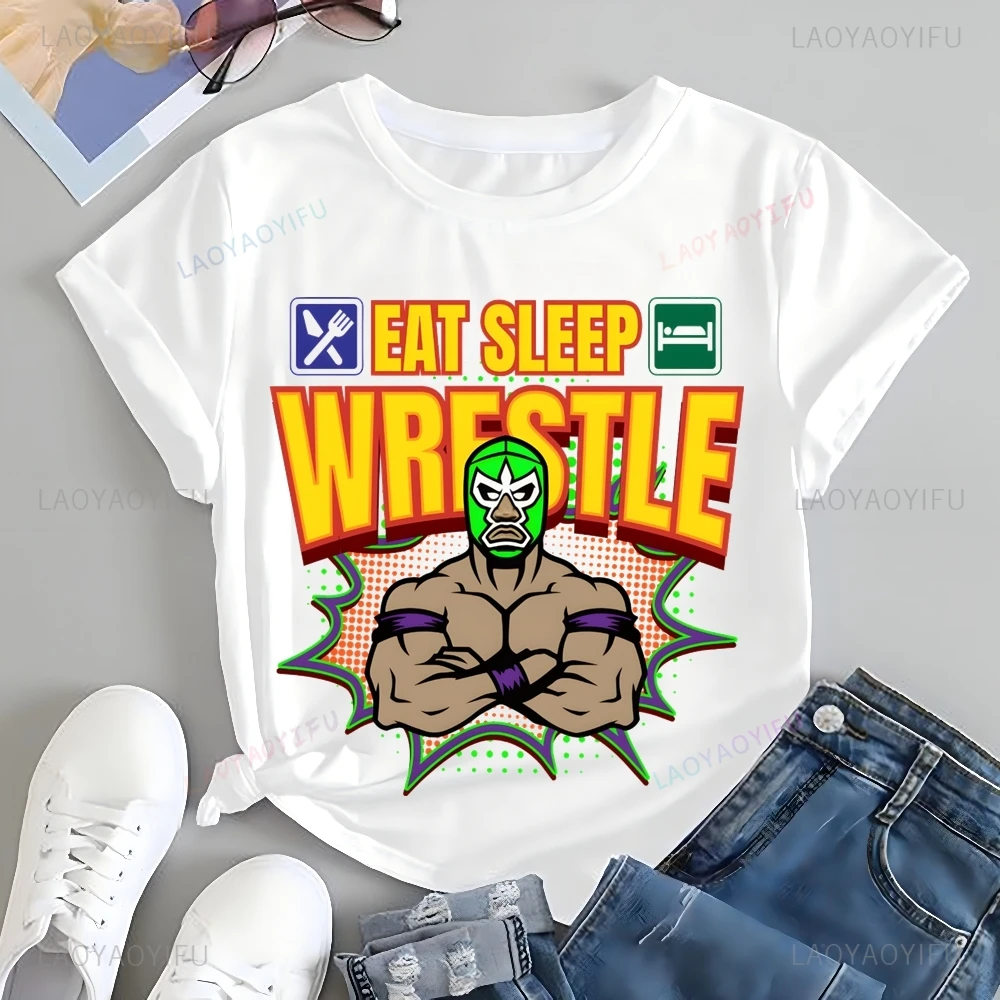 Lucha Libre Mexican Pro Wrestling Printed T-shirt Top Lucha Libre Trend Short Sleeve Unisex Shirt Graphic Oversized T-shirt