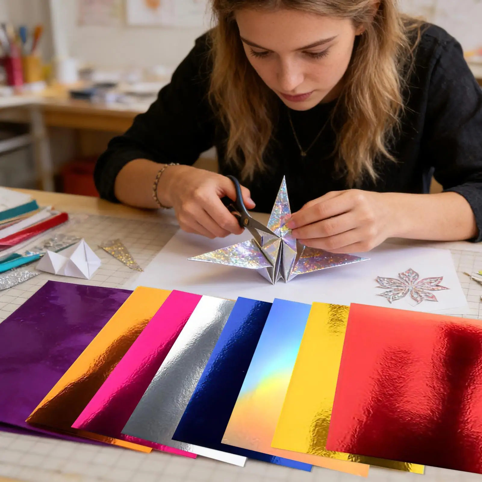 Spiegelkarton, dick, schimmernd, 250 g, 50 Stück, glänzendes Kartonpapier für Kunstprojekte, Sammelalbum, Hochzeit, Geburtstag, Party