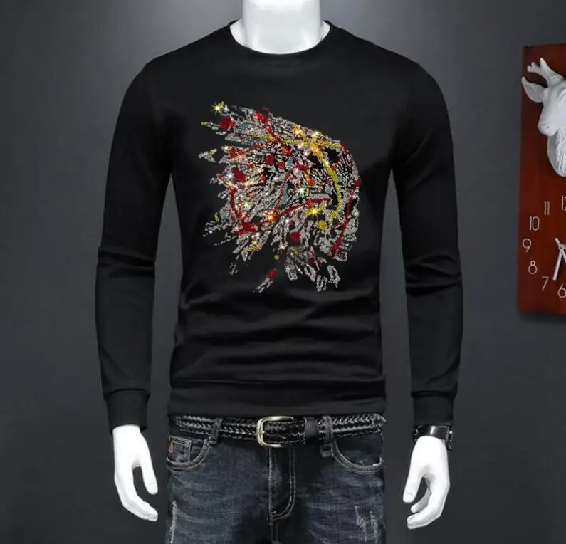 

Designer Rhinestone BORUNKE pullover tees T-shrit summer Hip Hop Male Brand Casual Tops