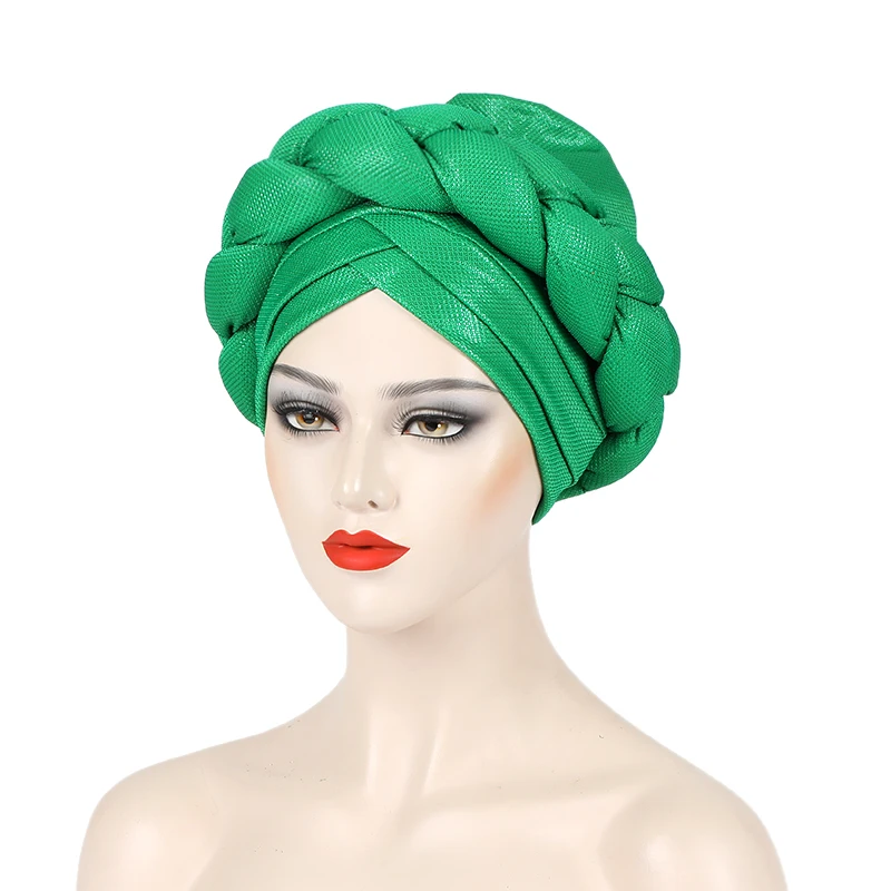 Nigeria Head Wraps Female Headpiece 2024 New Exaggerated Braids Turban Cap for Women Gold Thread African Auto Gele Headtie