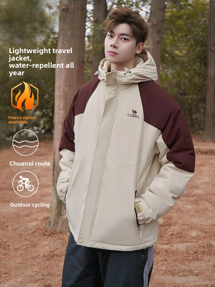 

Camel New Warm Thi Hiking Casual Waterproof Cotton Jaet Anti-Static Stand Fit Polyester Fiber Winter Coat for Youth