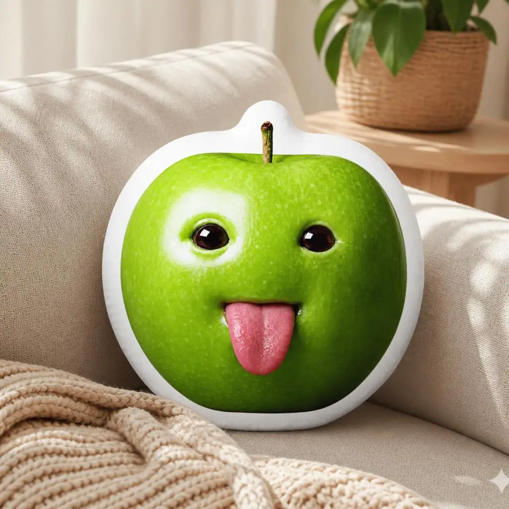Ai Apple Meme Funny Brainrot Gen Z Cushion Irregular Stuffed Throw Pillow Home Decor Gift Sofa Bed