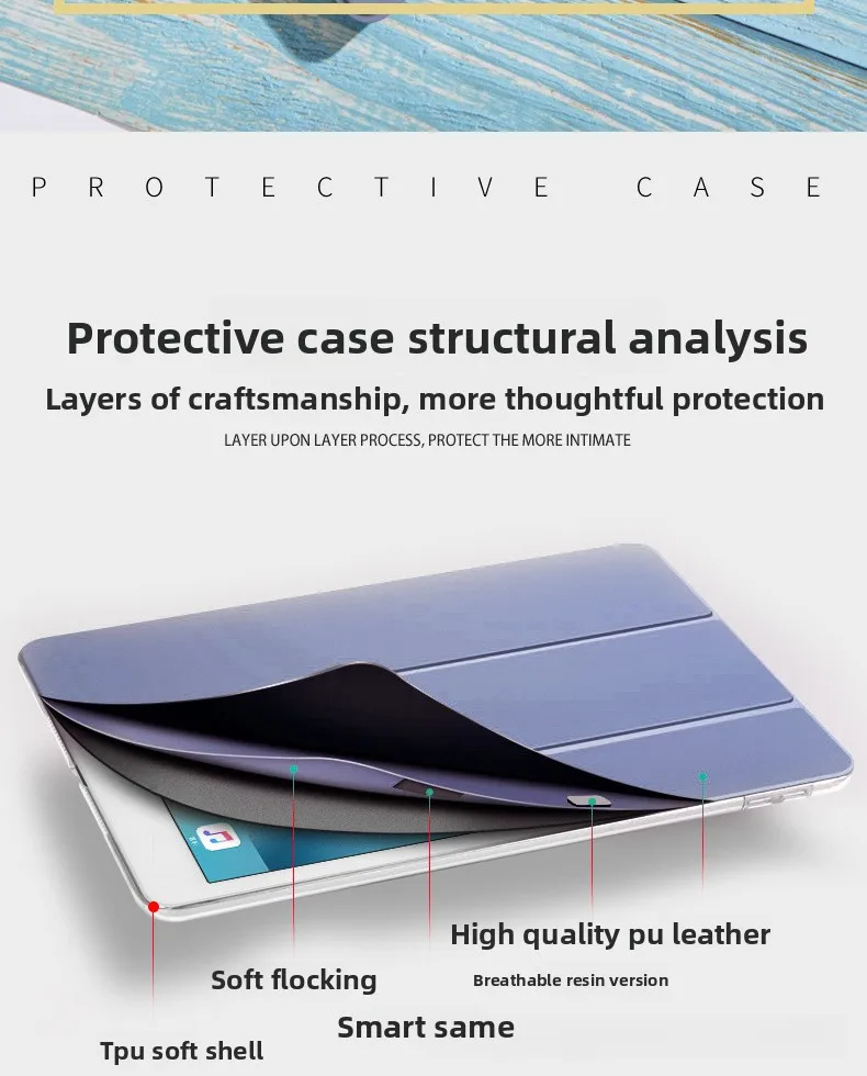 Silikon Tri-Fold Hülle für iPad Mini 7 Pro 11 Air 4 10. Generation mit Auto-Wach-/Schlaf-Funktion Weiche TPU-Hülle – Detail 2