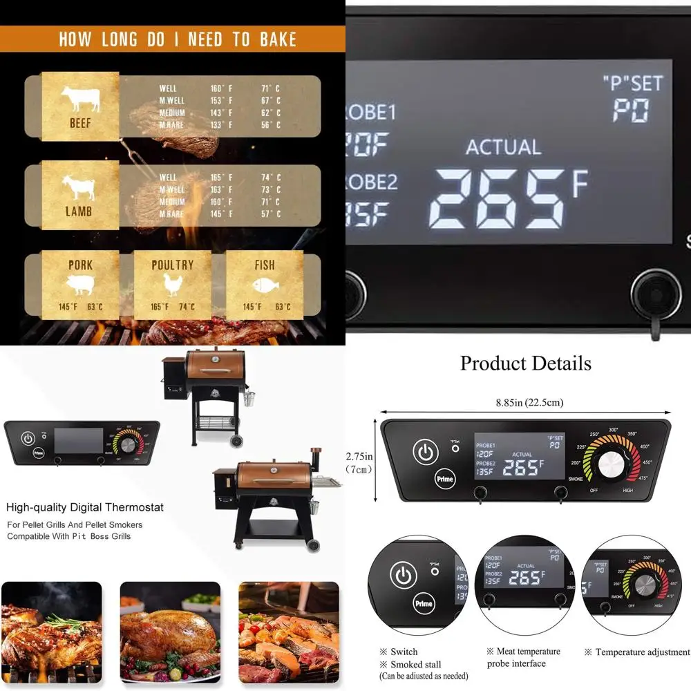 

LCD Display Wood Grill Digital Thermostat Controller Kit Replacement, Compatible with Pit Boss Grills P7-340700100