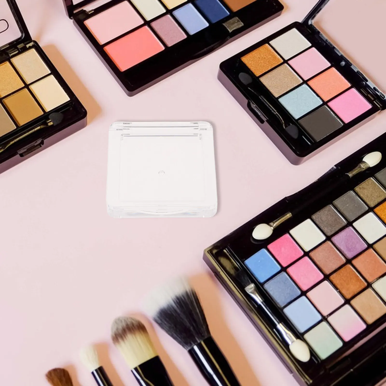 Empty Makeup Palette Case 3 Pack Transparent Square Single Layer Box for Blush Concealer Eyeshadow Travel