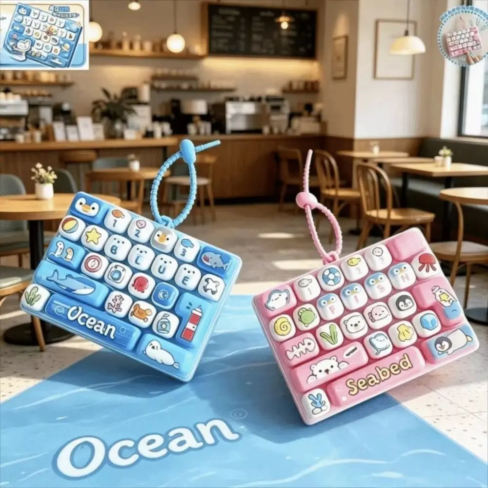 26 Key Decompression Button Cute Design Creative Style Mini Keyboard Pendant Small Gift Bag Hanging Ornament Keyboard Keychain