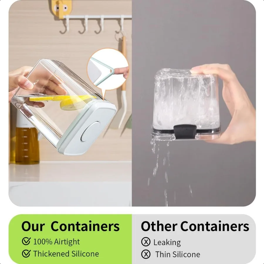 مجموعة حاويات تخزين طعام البوب مكونة من 6 قطع حاويات محكمة الغلق مع أغطية لمنظمي المطبخ وتخزين فتح زر واحد