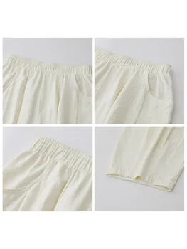 CHIC VEN Women's High-Waisted Pleated Wide-Leg Pants 4 CHIC VEN Women White Pants Solid Casual Elastic Waist High Waisted Pleated Wide Leg Female Trousers Fold Summer 2025 Clothing 4