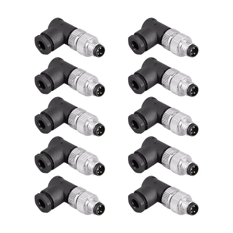 ABYN-M8 Sensor Connectors Waterproof 4Pin Angle Screw Threaded Coupling 10Pcs For Electronics