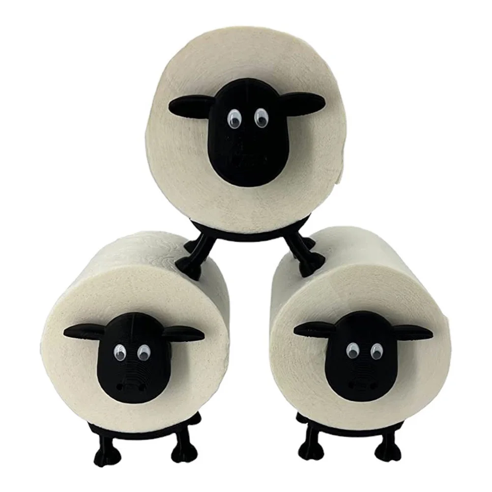 Black Sheep Toilet Roll Holder Resin Roll Paper Towel Holder Stackable for Home Bathroom Vanity Night Stands