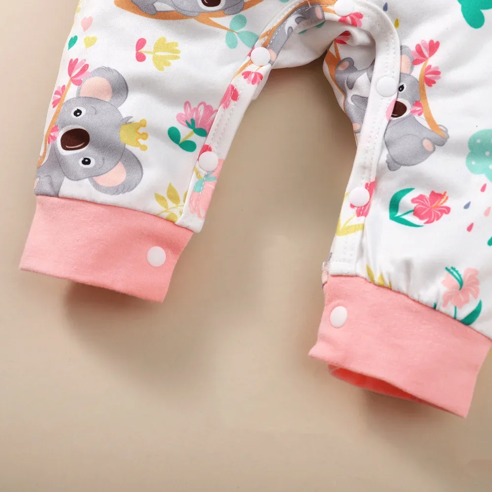 Newborn Baby Girl Bodysuit Cute Koala Long Sleeve Romper+Headband 2PCS Outfits Clothes for Infant 0-12 Months all Seasons Wear