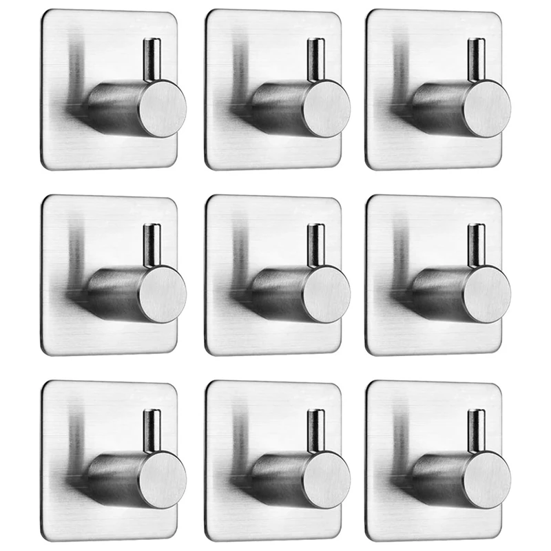 

Self-Adhesive Adhesive Hooks Wall Hooks Made Of Stainless Steel Towel Hooks 9 Pieces Towel Racksfor Toilet Kitchen