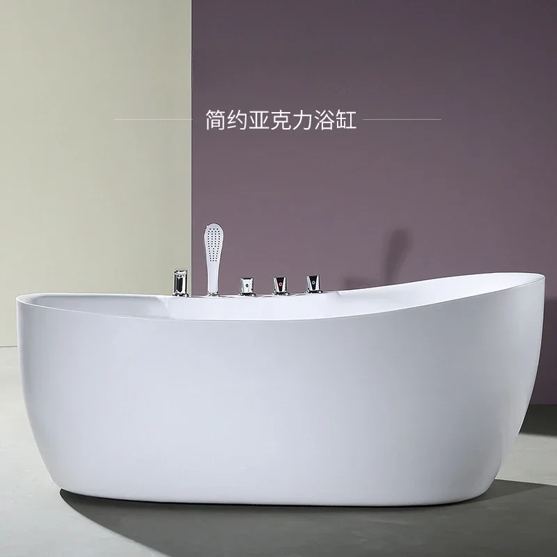 

Acrylic bathtub household small apartment freestanding bathtub Japanese oval mobile bath Internet celebrity hotel bathtub