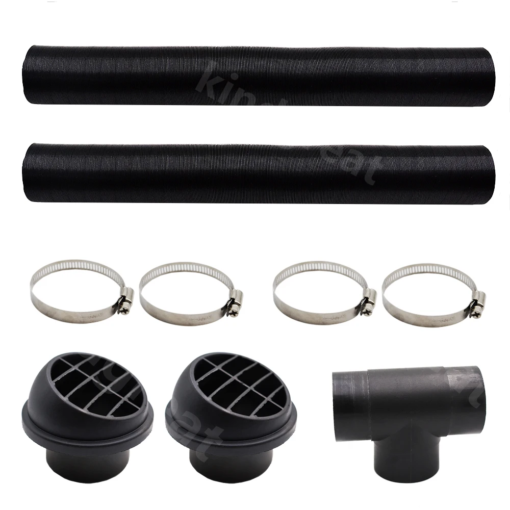 60mm/75mm Car Heater Replacement Kits Air Diesel Parking Heater Ducting Pipe Air Vent Outlet Hose Tube Connector w/Hose Clips