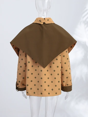 Женские пальто в горошек полиэстер oversize