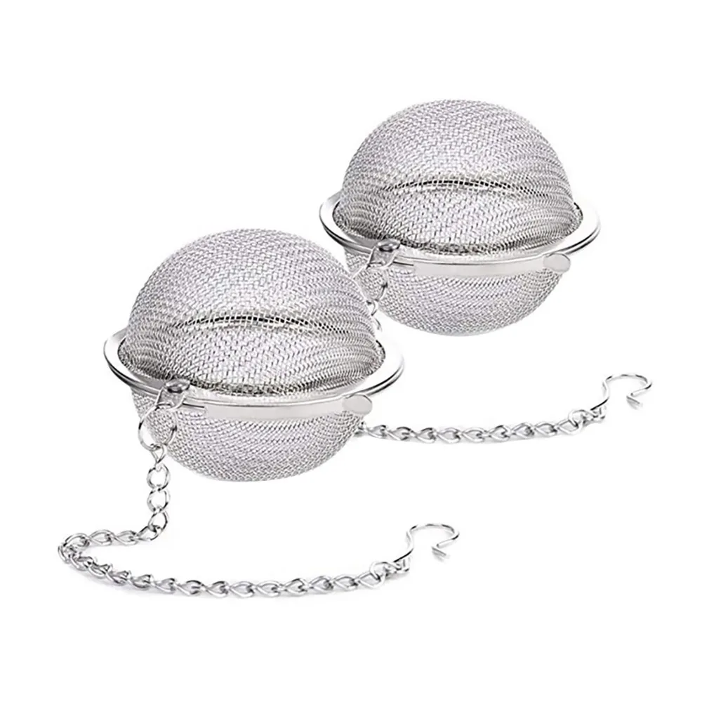 Stainless Steel Tea Ball Mesh Infuser Strainers 2pcs Tea Filter Interval Diffuser Tea Ball Loose Leaf Tea Strainer Kitchen Tools