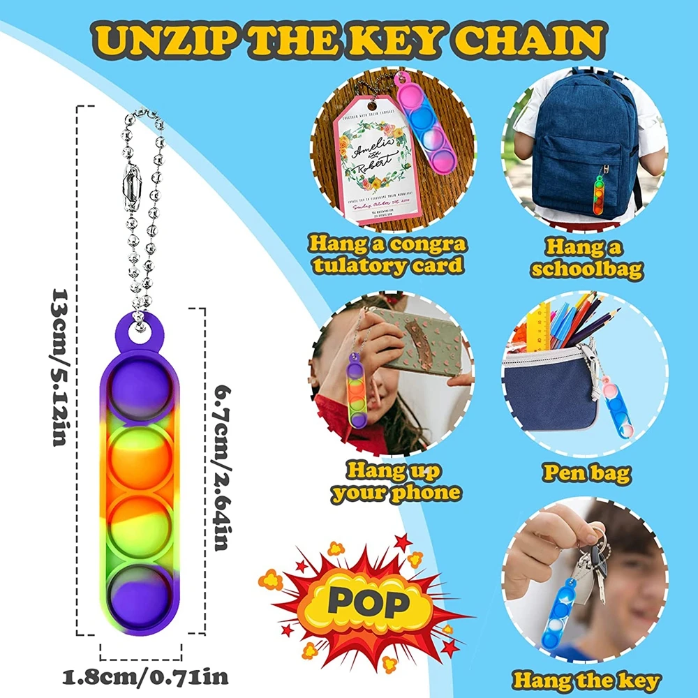 30 Stück Mini Pop Schlüsselanhänger Zappelspielzeug Push Pop Bulk Schlüsselanhänger Partygeschenke für Kinder Pop Bubble Toys Pack Jungen Mädchen Erwachsene – Detail 6