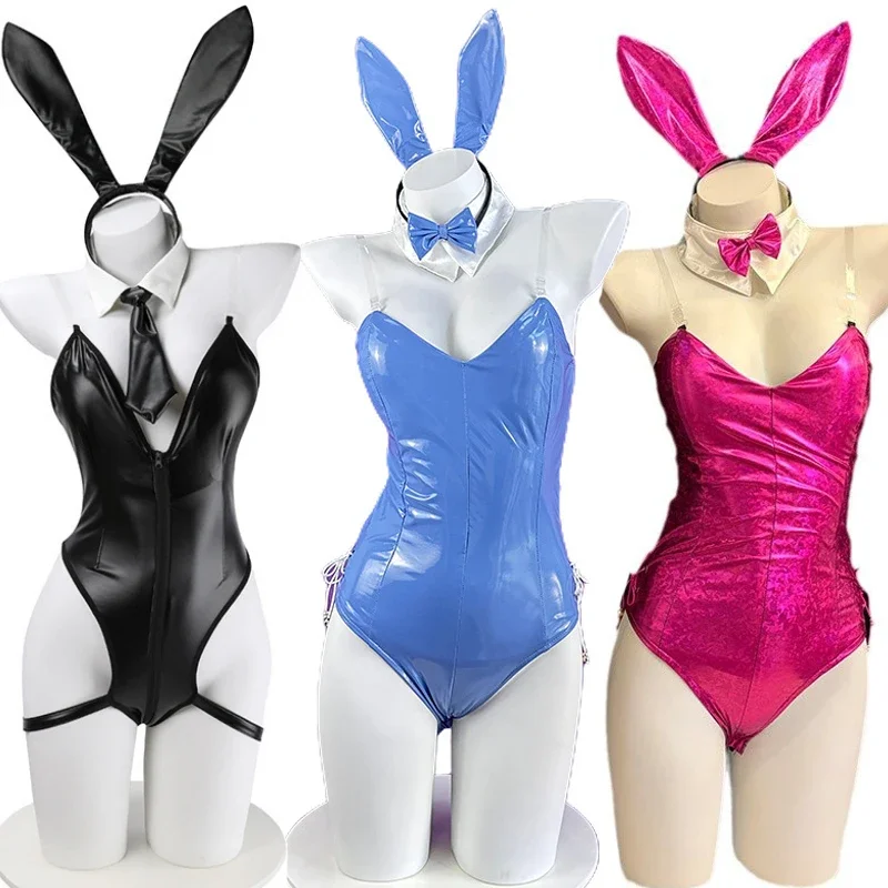 

Sexy Leather Lingerie Women Bunny Girl Bodysuit Cosplay Anime Hollow Uniform Roleplay Underwear Exotic Club Party Costumes