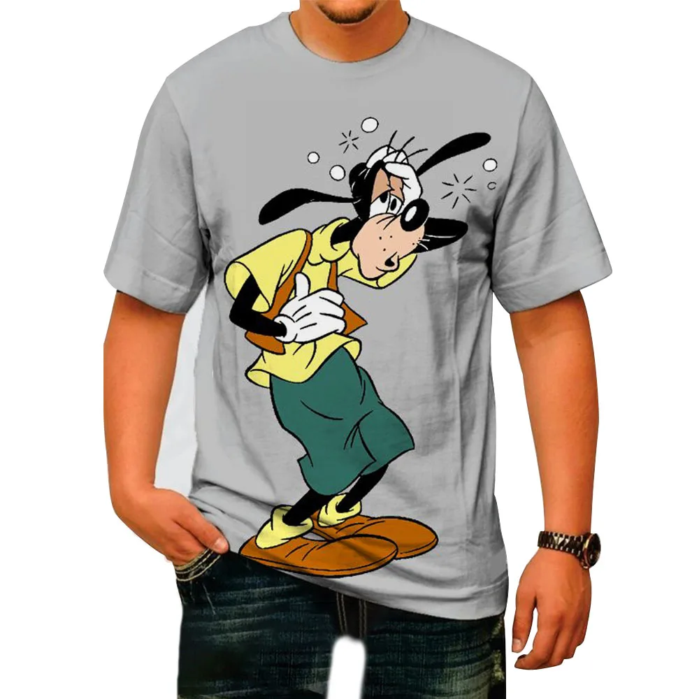 2024 New Trend Brand Disney Goofy Print Boys Summer Harajuku Casual all-match Fashion men's Round Neck short-sleeved T-shirt