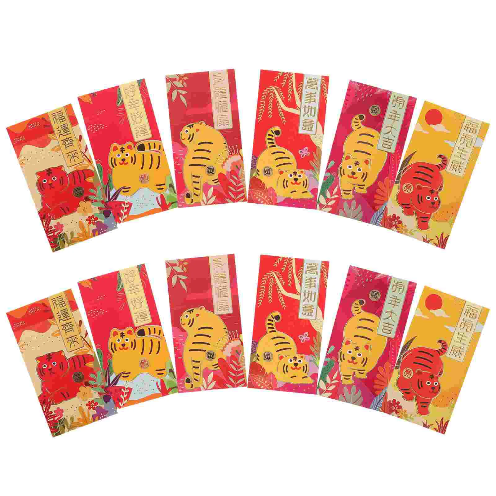 36 PCS Year of The Tiger Red Envelope Festive Money Packets Chinese Style Pockets Elements Cartoon Paper Gift-giving