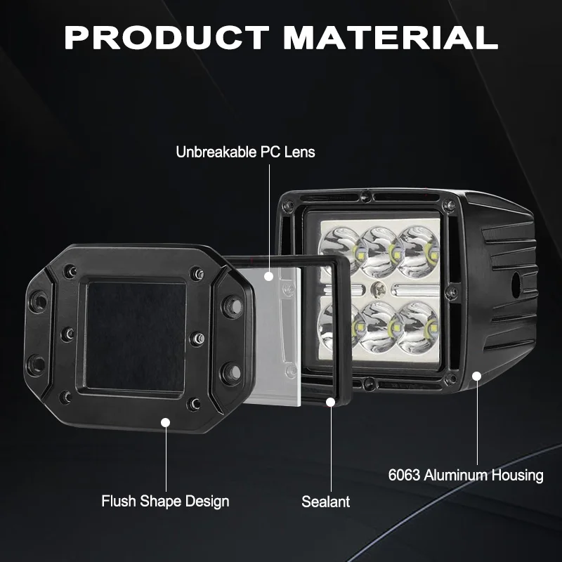 12V 24V Flush Mount Led Light Pods Red/white/yellow Offroad Driving Work Light Bumper Led Light 4X4 Driving Fog Lamp