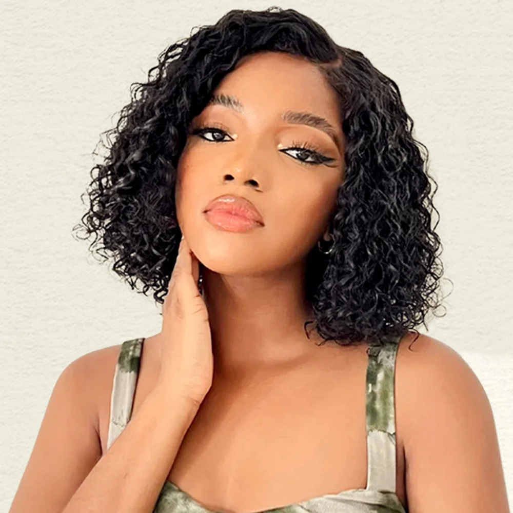 

Bob Wig 4x4 Lace Closure Curly Human Hair Wigs For Women Short Transparent Deep Wave Frontal Wig Loose Deep 13x4 Lace Front Wig