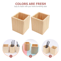 2 Pcs Storage Box Pine Pen Holder Child Mechanical Pencil Cutlery Tray Small Wood Brush Pot