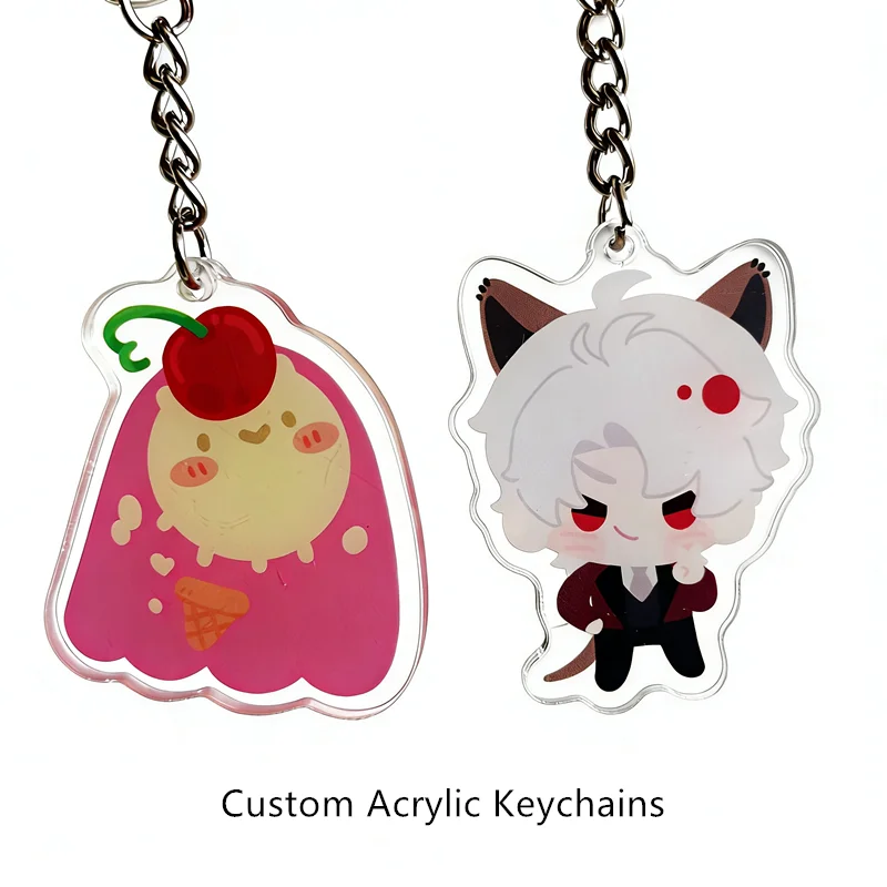 Wholesale Custom Clear Acrylic Keychain Kawaii Cartoon Anime Character Photos Keyring Fashion Pet Star Backpack Key Pendant