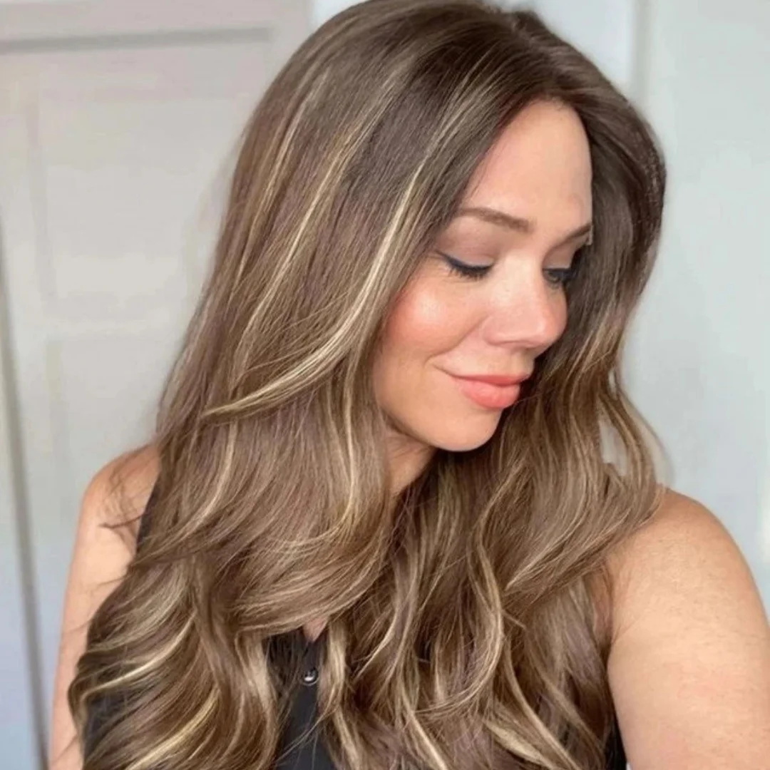 26 "بني كستنائي داكن 13x4 موجة فضفاضة HD شعر مستعار اصطناعي الجزء الأوسط الطبيعي قسط جودة عالية ألياف مقاومة للحرارة تخفيضات كبيرة