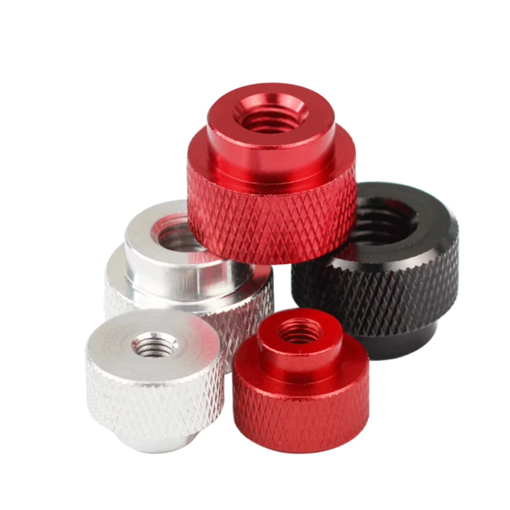 2pcs Through Hole Knurled Thumb Nuts M3 M4 Aluminum Alloy Thin / Tall Types Hand Grip D12xH12mm Step Knob Tighten Nut